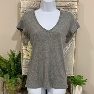 BANANA REPUBLIC Gray Cotton V-Neck T-shirt M